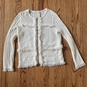 Chico’s White Textured Lady Cardigan Sweater. Size 0